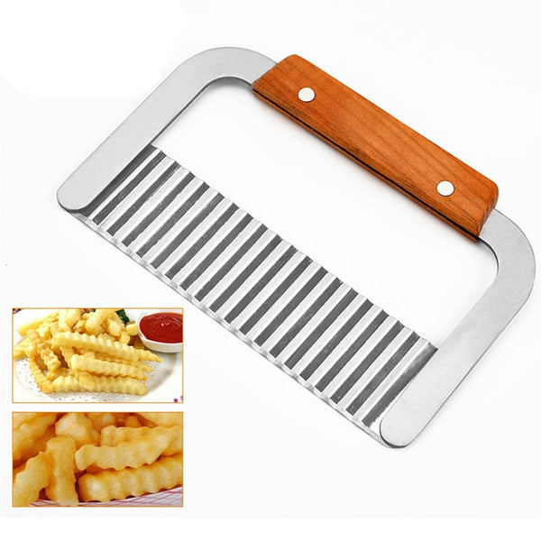 Potato Fry Cutter Stainless Steel Kitchen Accessories Serrated Blade Easy Slicing Banana Fruits Potato Wave Knife Chopper