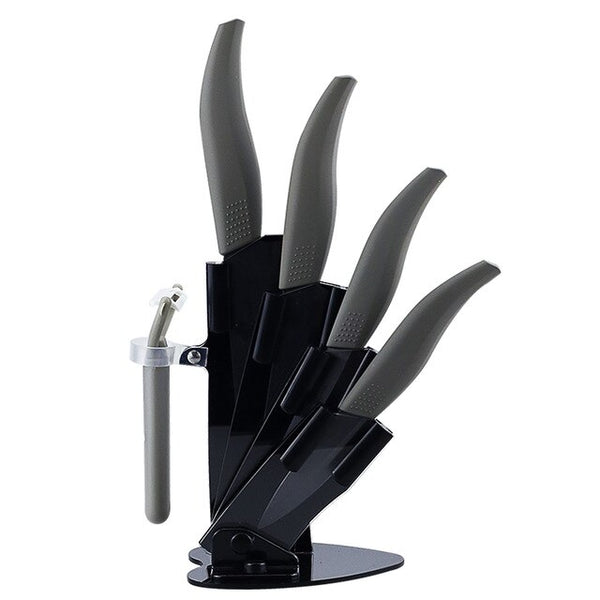 Kitchen Knives Ceramic Knives with Holder 3"Paring 4" 5" Slicing inch+6" Multi-Functional Bread Chef Knife Black Ceramic Blade