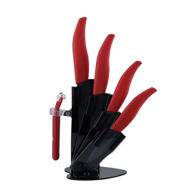 Kitchen Knives Ceramic Knives with Holder 3"Paring 4" 5" Slicing inch+6" Multi-Functional Bread Chef Knife Black Ceramic Blade