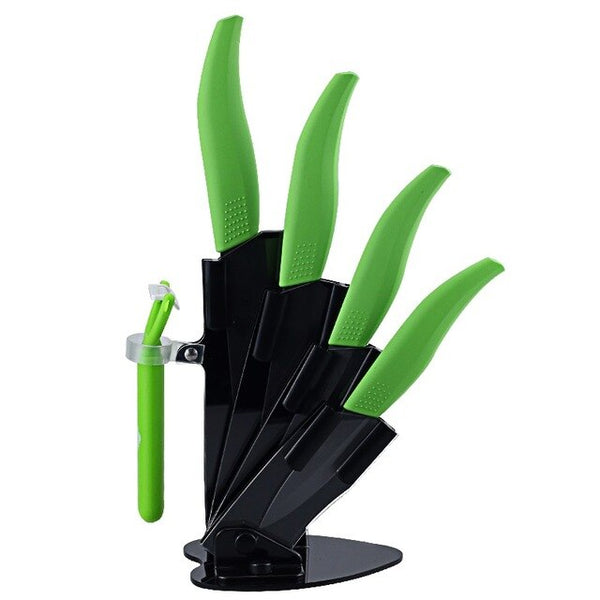 Kitchen Knives Ceramic Knives with Holder 3"Paring 4" 5" Slicing inch+6" Multi-Functional Bread Chef Knife Black Ceramic Blade