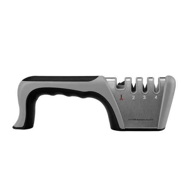 Knife Sharpener 4 in 1 Scissors Knife Sharping Tool Diamond Coated Ceramic Rod Knife Shears and Scissors Stainless Steel Blades