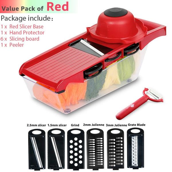 Vegetable Cutter 6 Dicing Blades Mandoline Slicer Fruit Peeler Potato Cheese Grater Chopper Kitchen Accessories Vegetable Slicer