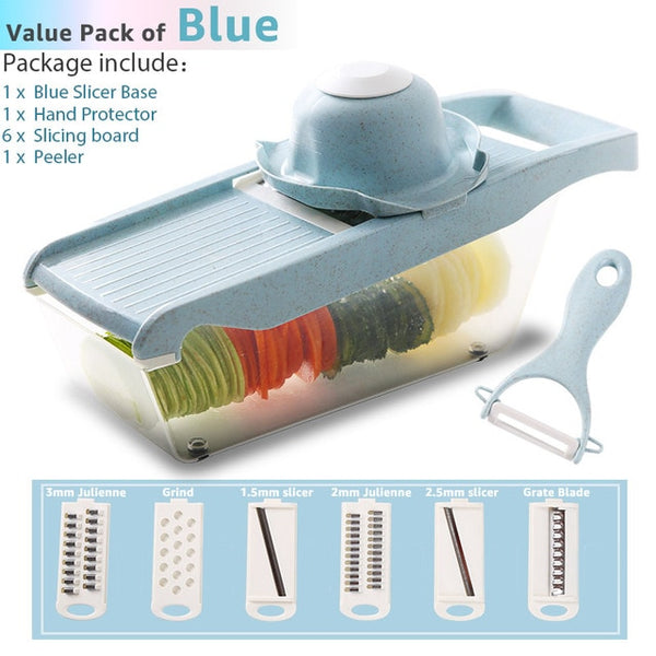 Vegetable Cutter 6 Dicing Blades Mandoline Slicer Fruit Peeler Potato Cheese Grater Chopper Kitchen Accessories Vegetable Slicer