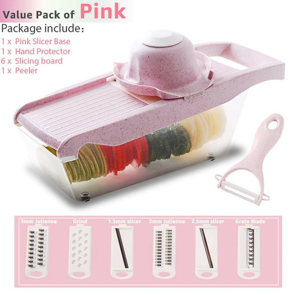 Vegetable Cutter 6 Dicing Blades Mandoline Slicer Fruit Peeler Potato Cheese Grater Chopper Kitchen Accessories Vegetable Slicer