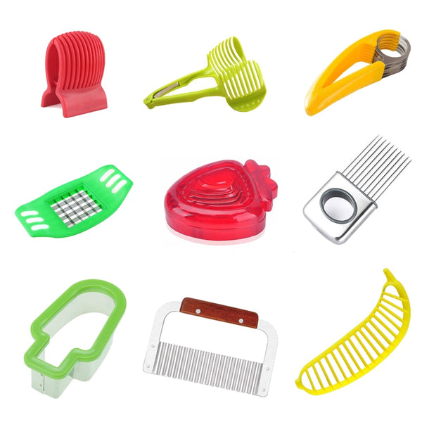 Stainless Steel Potato Slicer Tomato Cutter Tool Shreadders Lemon Cutting Holder Banana Cutter Cooking Tools Kitchen Accessories