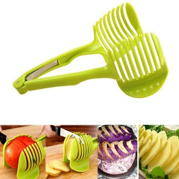 Stainless Steel Potato Slicer Tomato Cutter Tool Shreadders Lemon Cutting Holder Banana Cutter Cooking Tools Kitchen Accessories