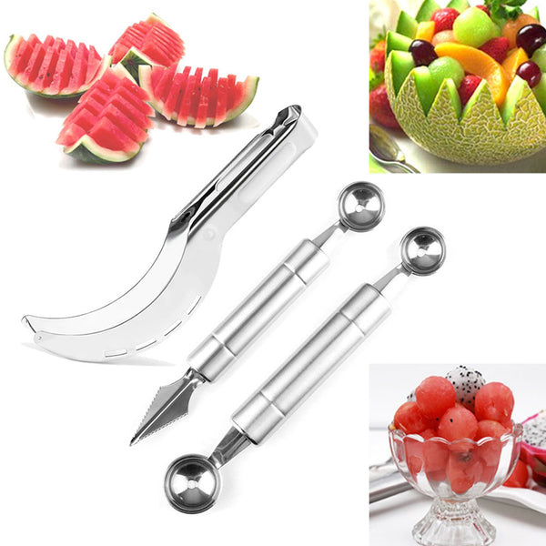 Watermelon Slicer Cutter Stainless Steel Cantaloupe Cutter Ice Cream Melon Scoop Spoon Fruit Carving Tool Dropshipping